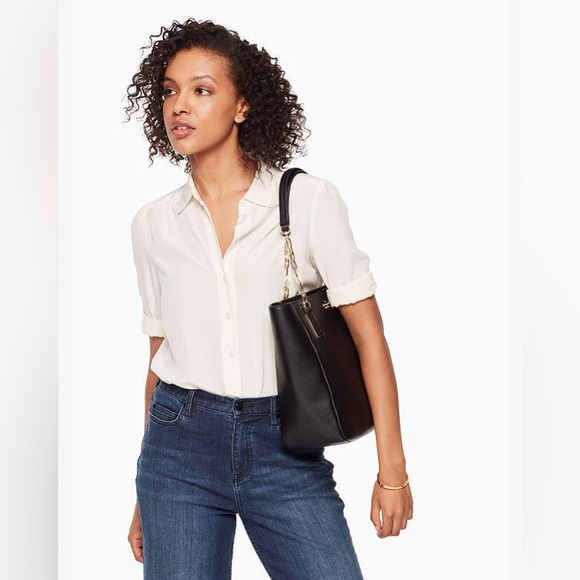 Kate Spade Kingston Drive Vivian Black Leather Tote with Zip Closure - Picture 2 of 13